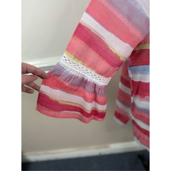 Zac & Rachel Stripe Blouse Size Large - Picture 2 of 7